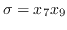 $\sigma=x_7x_9$